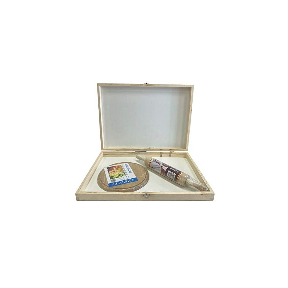 Classic 3PC ROTI/CHAPPATTI Box Set with Rolling PIN & Round Board to ROLL The ROTI NAN Pitta