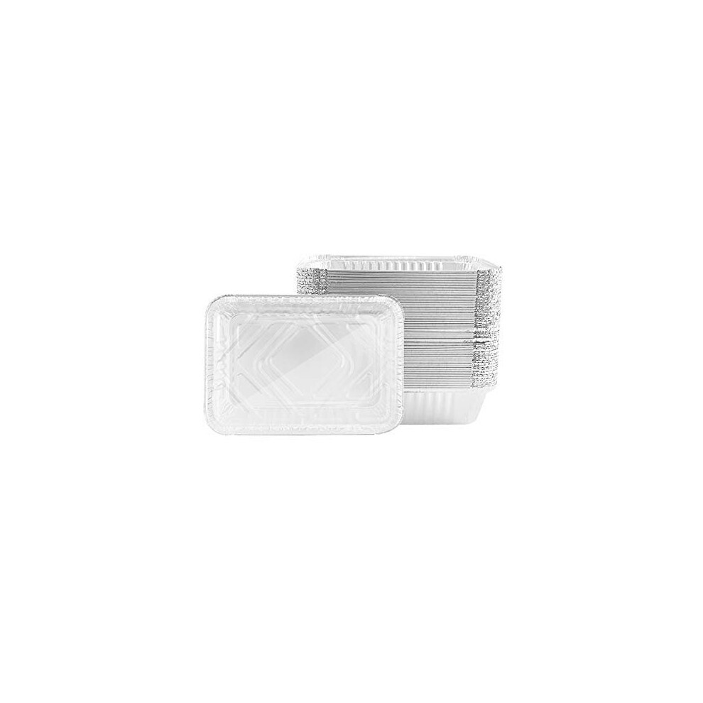 Olymajy Aluminium Foil Food Containers, Disposable Foil Pan, 25 Pcs Large Aluminium Foil Trays with Transparent Lid, 850ml Aluminium Foil Food Co
