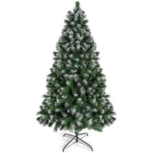 Prextex 6 Feet Premium Artificial Spruce Hinged Christmas Tree with Snow White Tips Lightweight and Easy to Assemble with Christmas Tree Metal St
