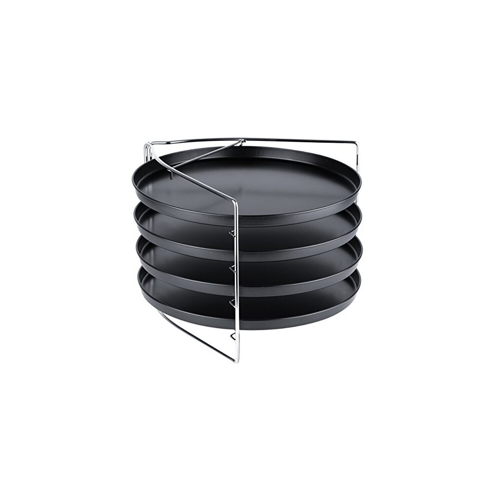 Grizzly Pizza Baking Set with 4 Trays/Pans and Steel Holder, for Oven 