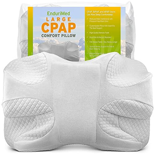 CPAP Pillow - New Memory Foam Contour Design Reduces Face & Nasal Mask Pressure, Air Leaks - 2 Head & Neck Rests For Max Comfort - CPAP, BiPAP & APAP Users