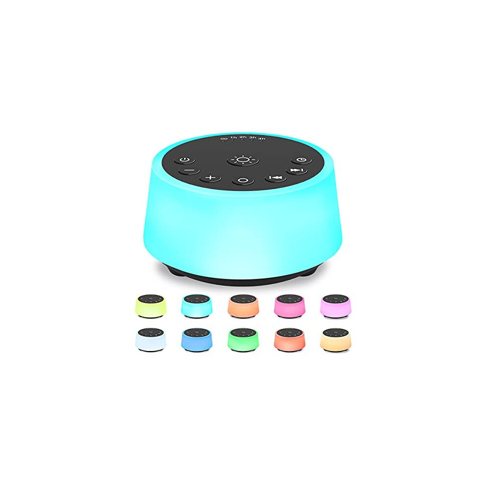 Color Noise Sound Machines with 10 Colors Night Light 25 Soothing Sounds Sleep White Noise Machine 32 Volume Levels 5 Timers 3 Adjustable Brightn