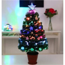 Christmas Concepts 32 Inch (81CM) Fibre Optic Christmas Trees - Assorted Designs (Stars, Baubles & Red Base)