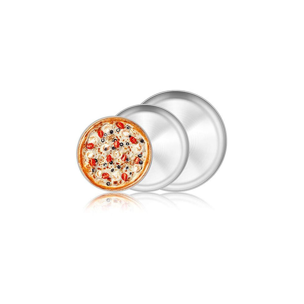 8/10/12 Inch Pizza Tray Set of 3, Homikit Stainless Steel Pizza Oven Tray Round Pizza Baking Pan, Pizza Baking Sheet Bakeware Set for Baking Roas 
