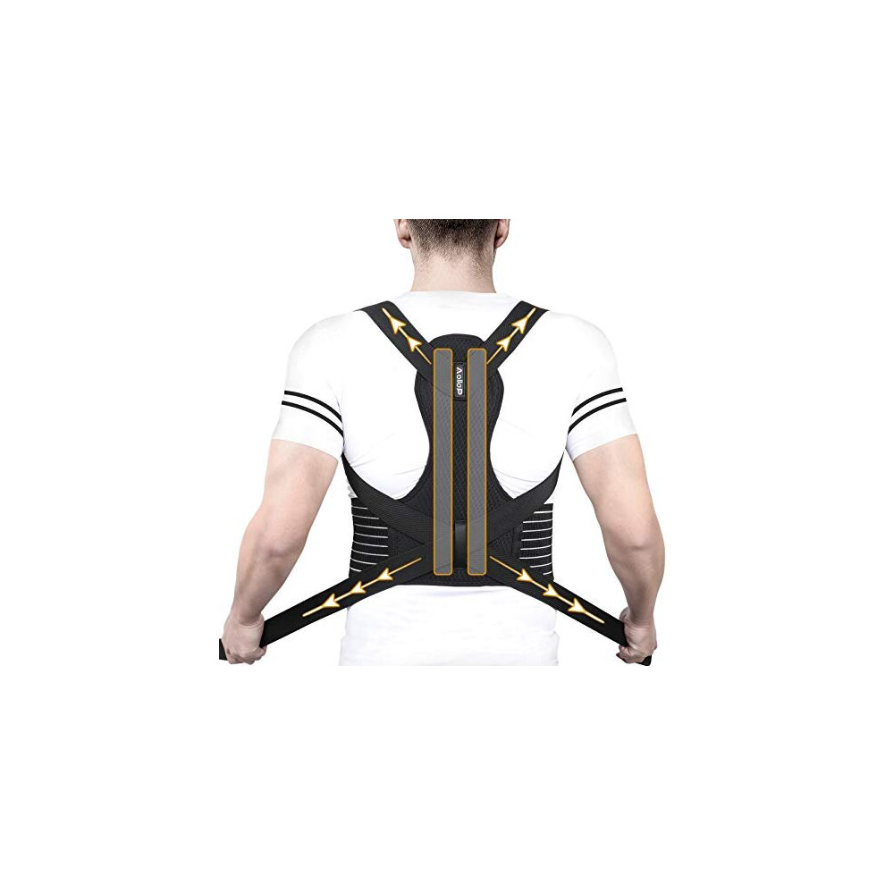 Aollop Posture Corrector for Men Women Spine Back Brace Lumbar Support with Breathable Adjustable Elastic Bands Support Bars Posture Improve Back