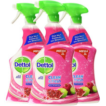 Dettol Power & Fresh Multi-Purpose Spray, Pomegranate & Lime, 1L x3 - 3x Cleaning, Kills 99.9% of Bacteria & Virus, Fresh Fragrance, Kitchen & Bath