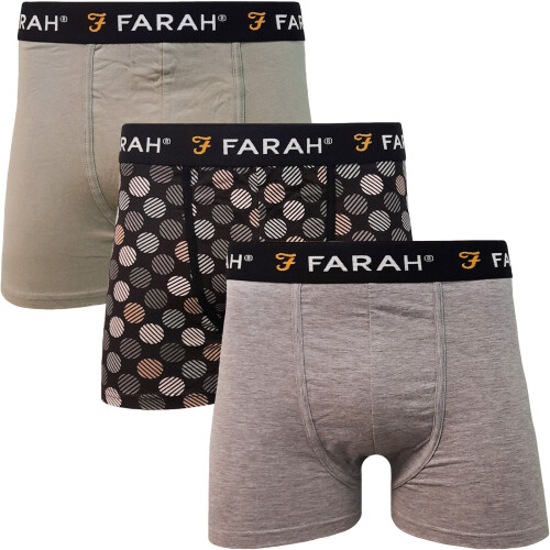 Farah (2XL, Assorted) Farah Mens Lonen 3 Pack Elasticated Underwear Boxers Boxer Shorts - Assorted