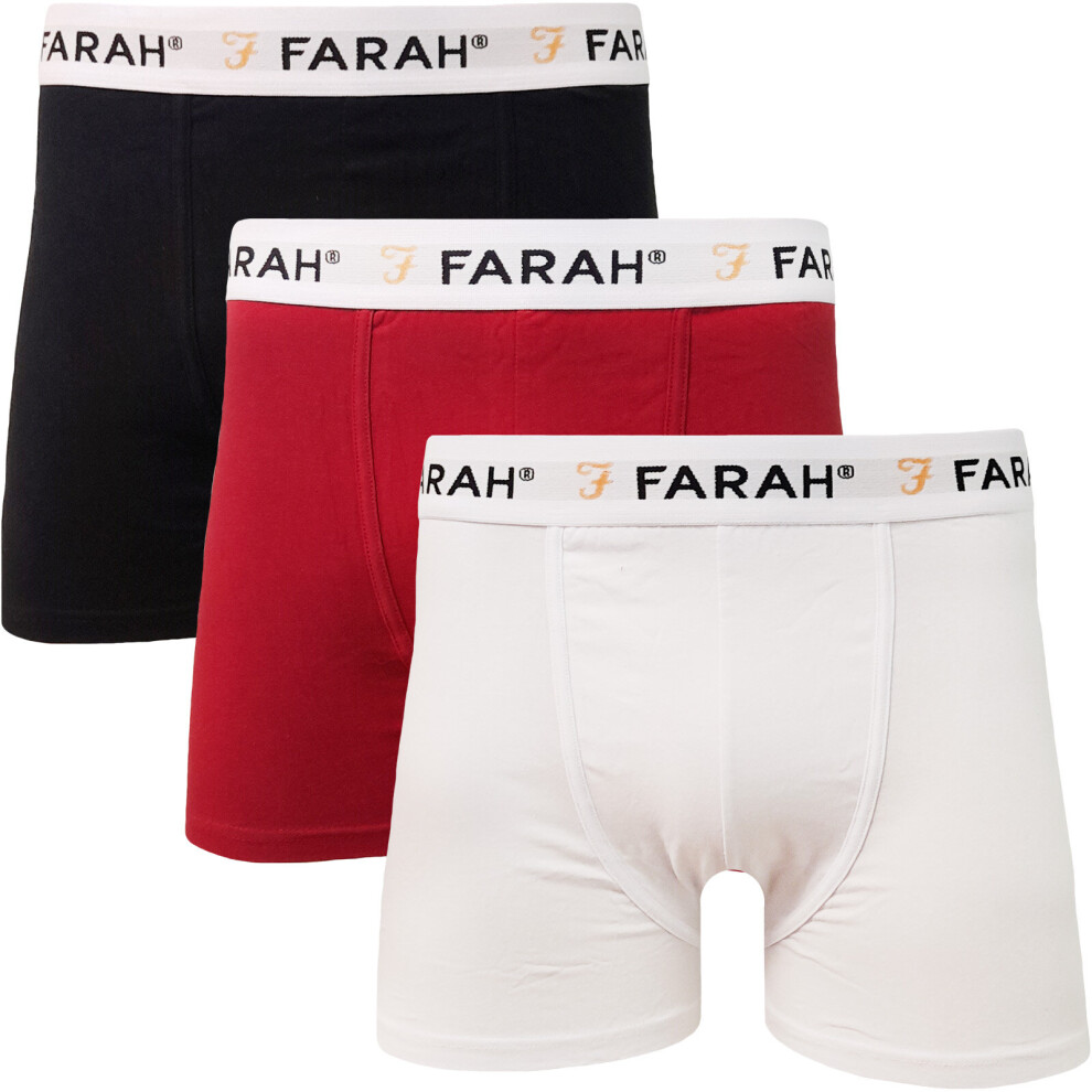 (L, Assorted) Farah Mens Sainz 3 Pack Elasticated Underwear Boxers Boxer Shorts - Assorted