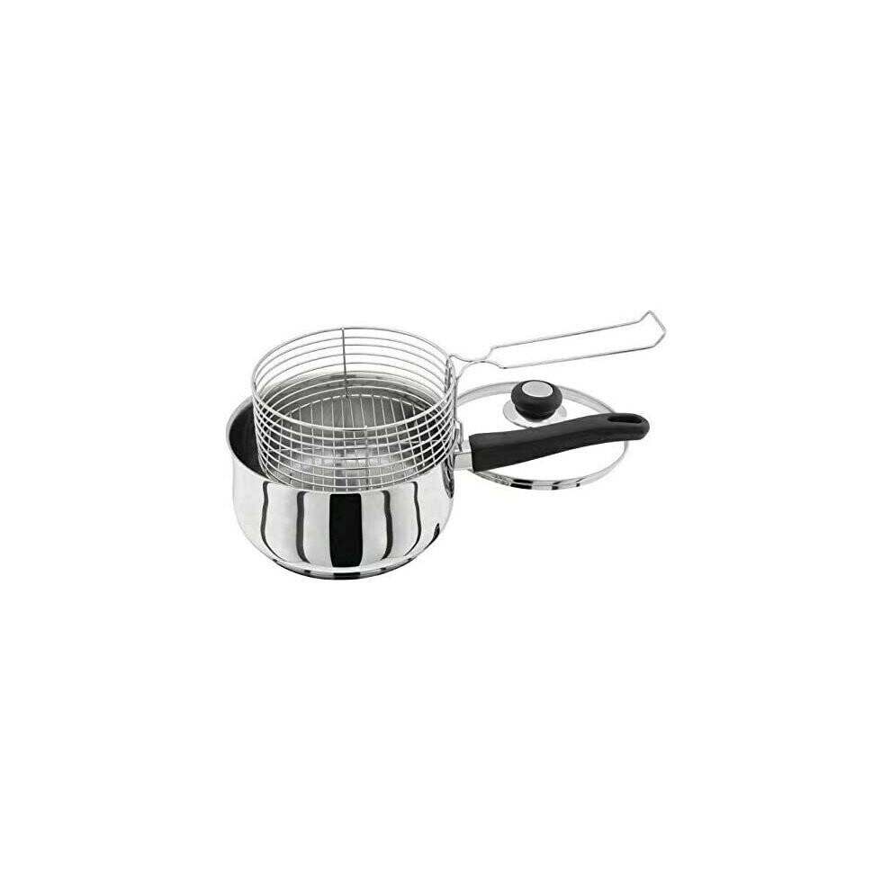 Vinod Stainless Steel Deep Chip Pan Fryer ROBUST Stainless Steel Basket 20cm