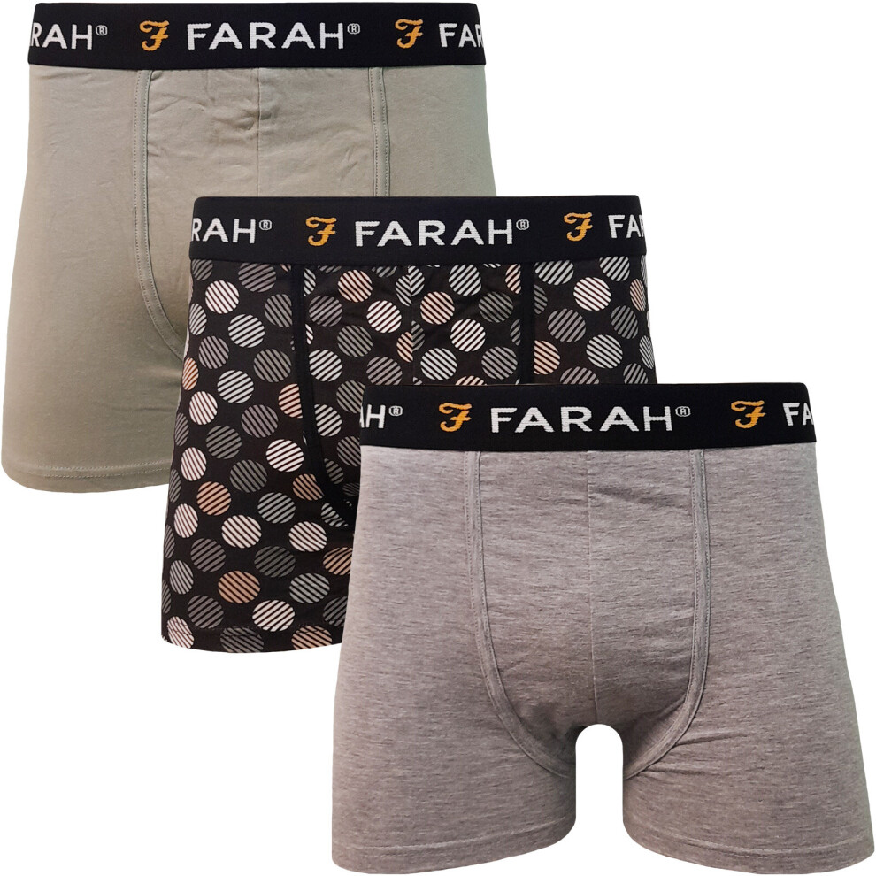 (M, Assorted) Farah Mens Lonen 3 Pack Elasticated Underwear Boxers Boxer Shorts - Assorted