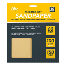 DIY5481 10 Sheets Assorted Grit Sandpaper Pack - Coarse 60 x 3, Medium 100 x 4, Fine 150 x 3 for Wood, Paint & Walls