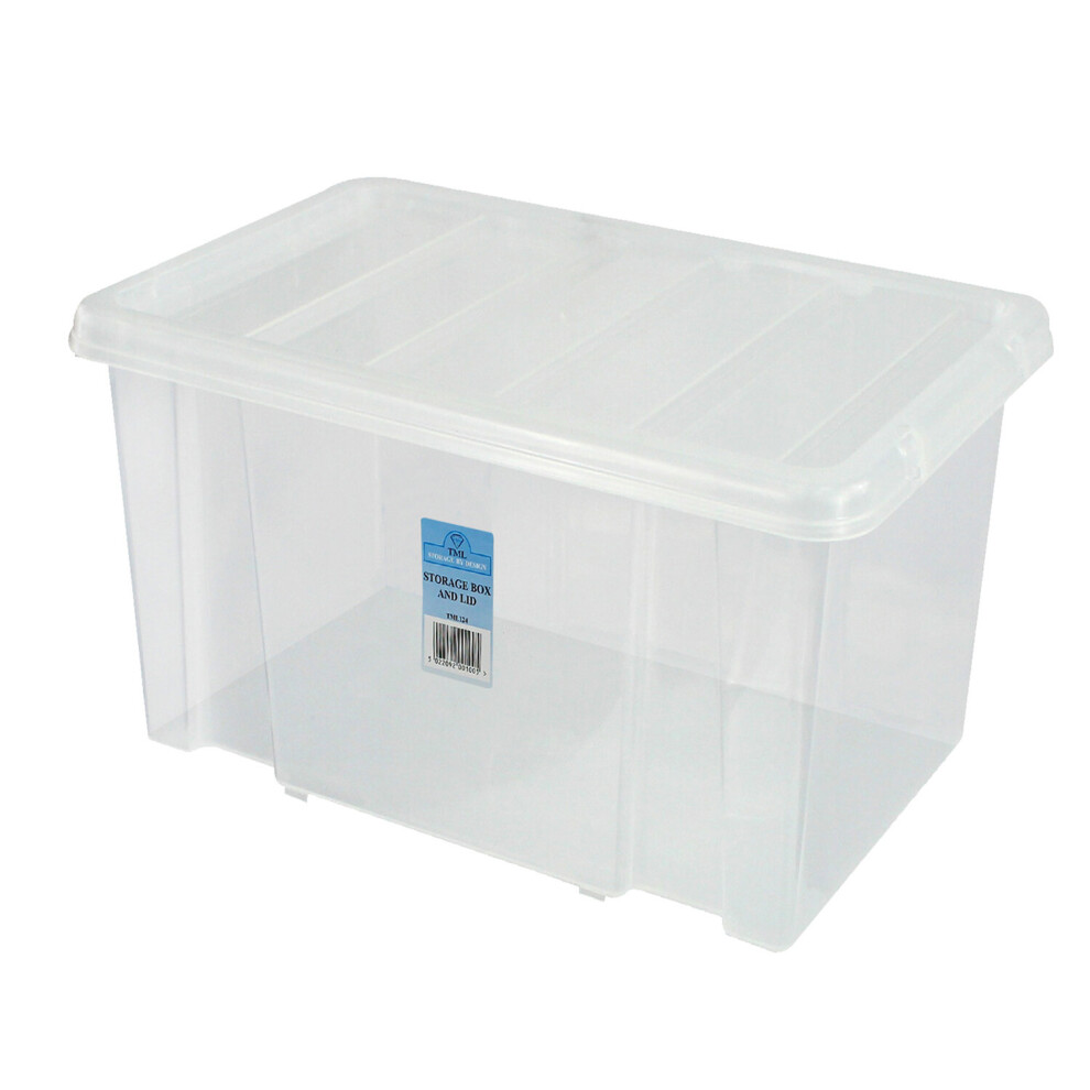 (Clear Lid, 1) Plastic 24L Storage Clear Container Toy Box Drawer Lid Wardrobe Shoes Kids Home