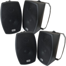 2x Pair 6.5" Outdoor Rated Weatherproof Black Wall Speakers 140W IP55