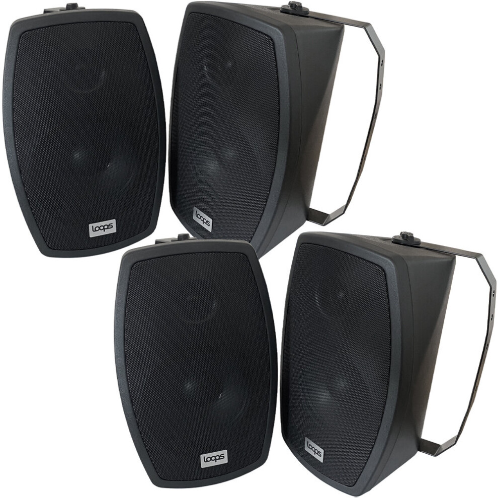 Loops 2X Pair 6.5" Outdoor Rated Weatherproof Black Wall Speakers 140W Ip55