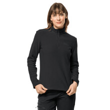(L, Black) Jack Wolfskin Womens 2022 Taunus Half Zip Lightweight Fleece Pullover Sweater