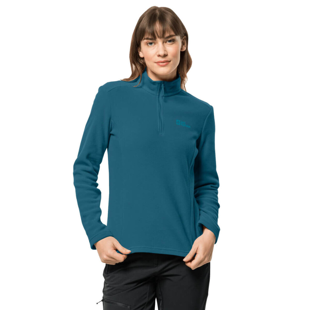 (S, Blue Coral) Jack Wolfskin Womens 2022 Taunus Half Zip Lightweight Fleece Pullover Sweater