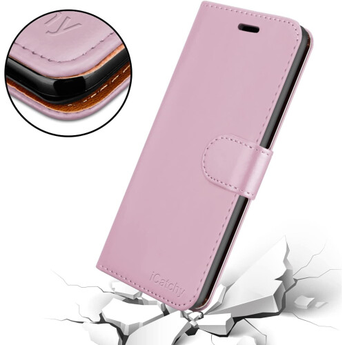 (Rose Gold) iPhone 14 (6.1)Case Leather Wallet Book Stand view 2