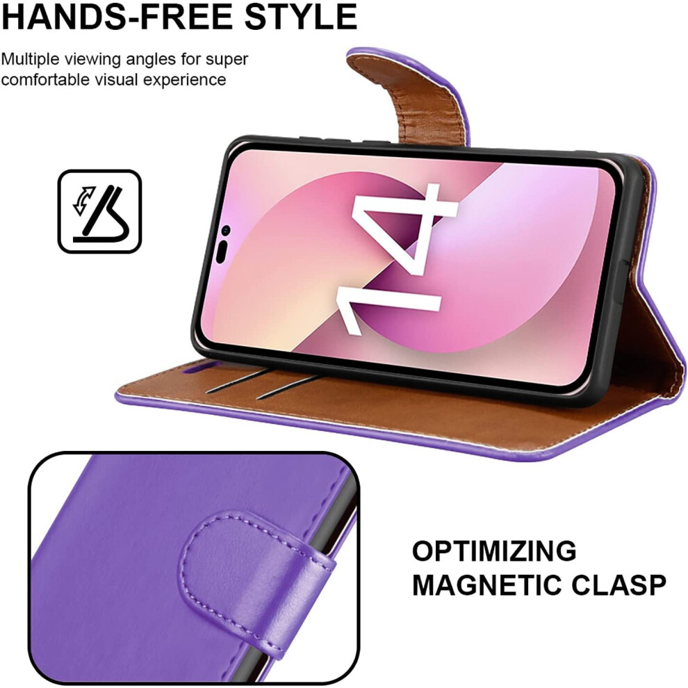 lilac--iphone-14--6-1-case-leather-wallet-book-stand-view