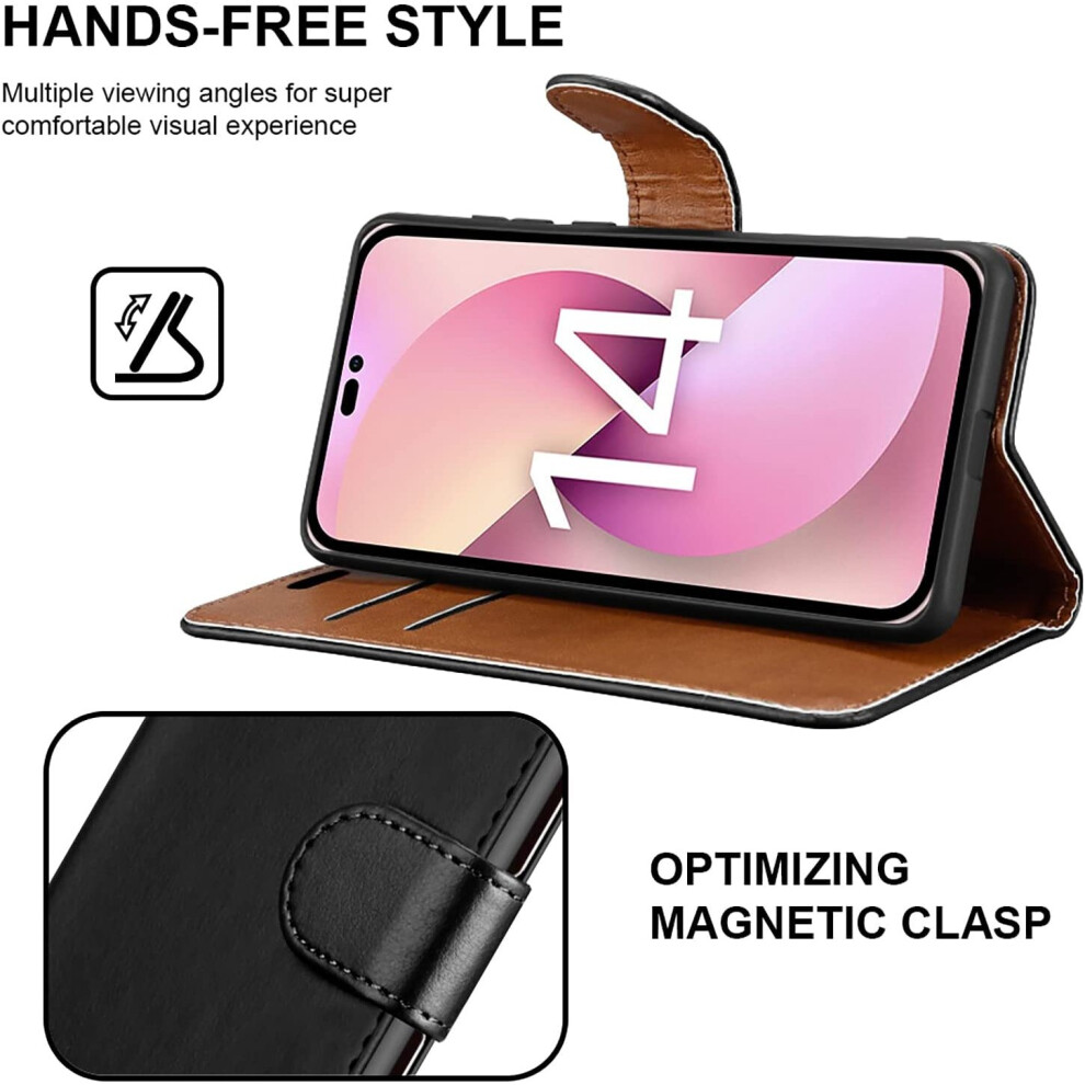 black--iphone-14--6-1-case-leather-wallet-book-stand-view