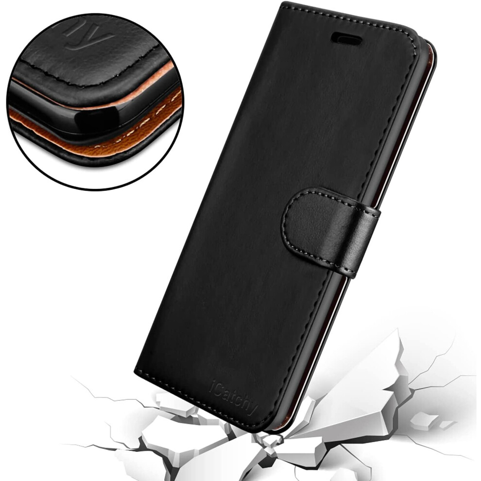 black--iphone-14--6-1-case-leather-wallet-book-stand-view