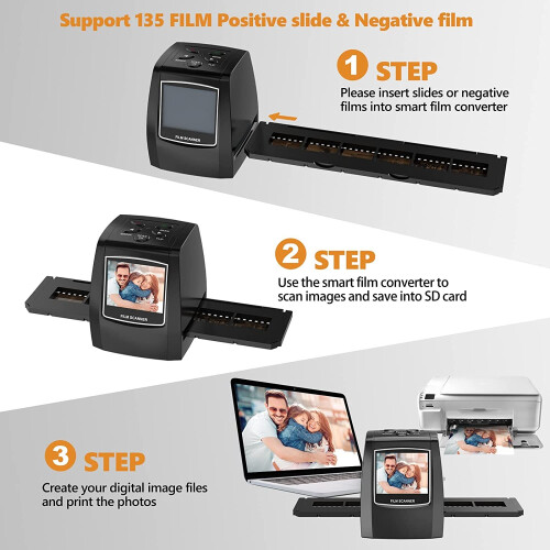 DIGITNOW! Film/Slide Scanner 2.4'' LCD Display 1800DPI Convert to PC 2