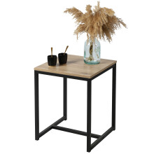 Wood Square Modern Sofa Side Lounge Coffee Table Nightstand Metal Legs