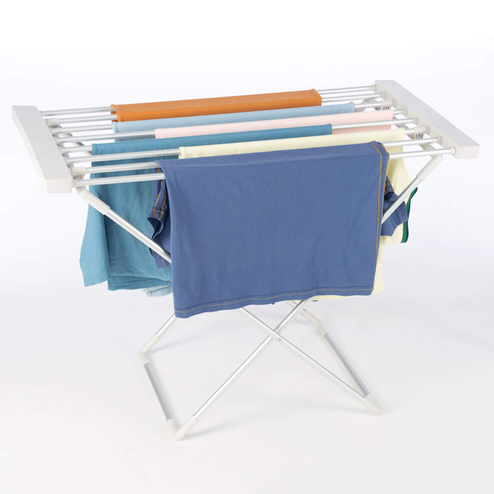 Homefront Silver 130W Electric Heated Clothes Airer – Lightweight Folding Indoor Dryer Rack With 8 Aluminium Heated Bars, Compact & Energy-Efficient Laundry Dryer, 6.5M Drying Space - Image 8