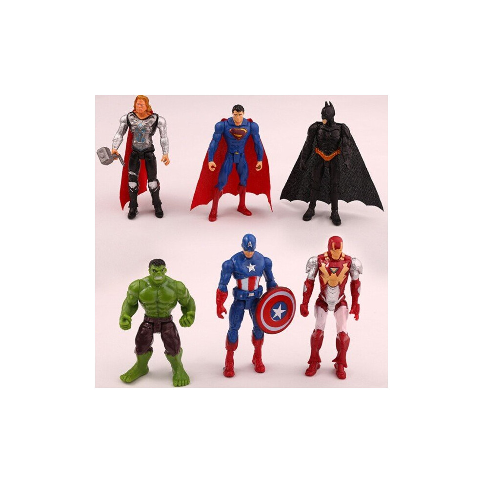 Geni-Store (6Pcs Set) Avengers Super Heroes Action Figures Captain America Thor Spider Man Iron Man Dolls Toy Set