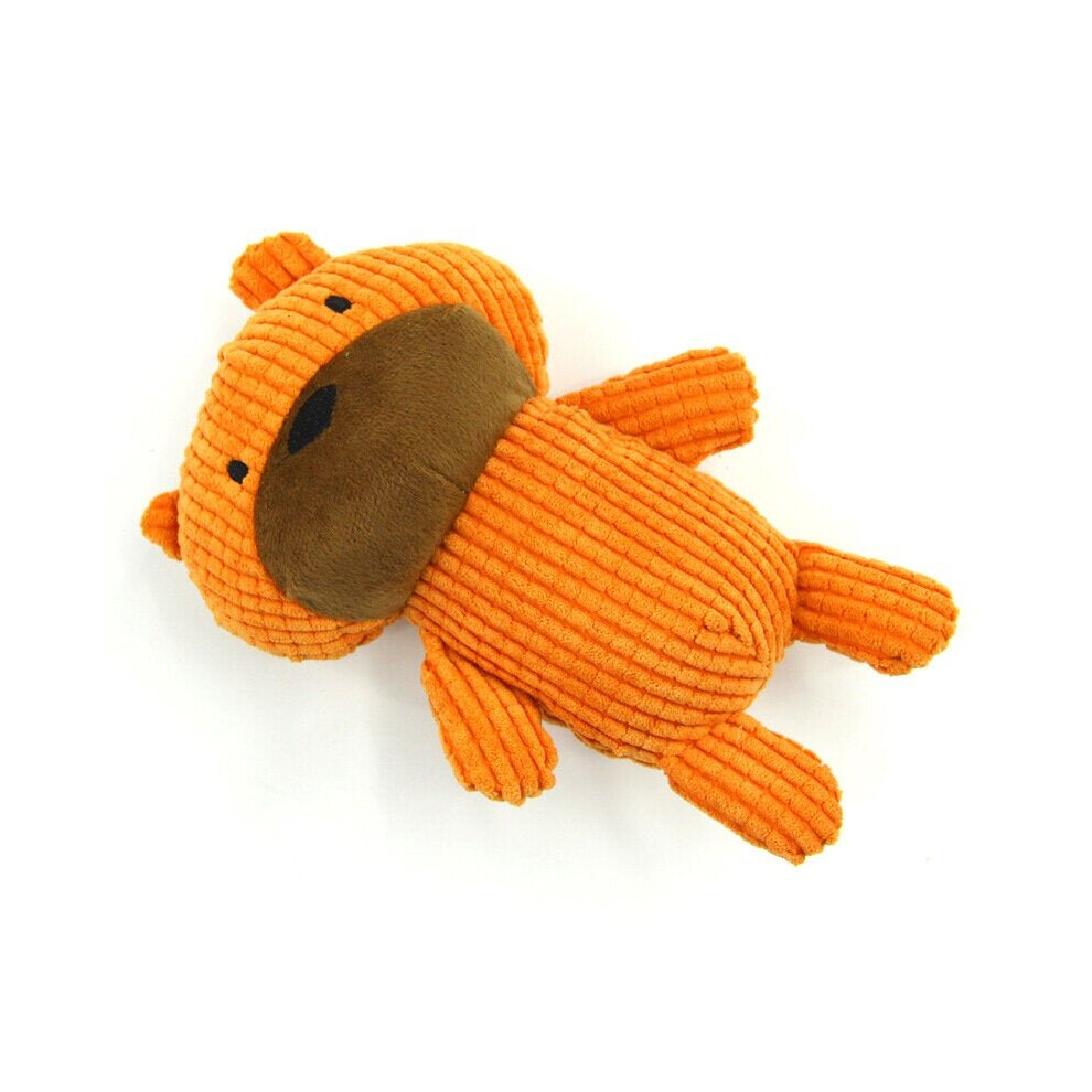 (Orange) Cute Teddy Bear Vocal Bite-resistant Plush Toy Molar Toothy Pet Plush Dog Cat Puppy Universal Supplies