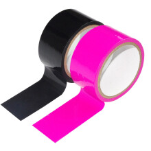 ROOM OF DOOM - 2 x 10m PVC Self Adhesive Bondage Tape - Hot Pink and Black