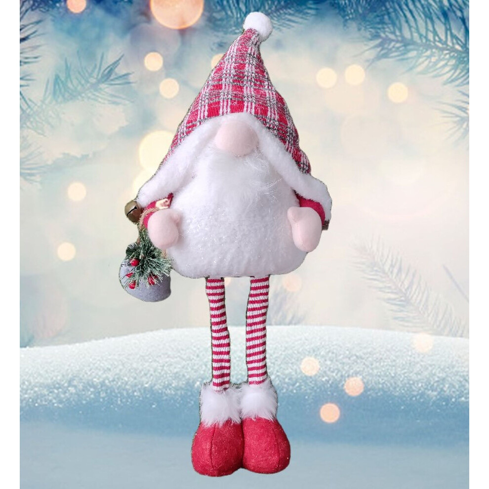 Red Light Up Christmas Gnome Standing Decoration With Bells 68cm