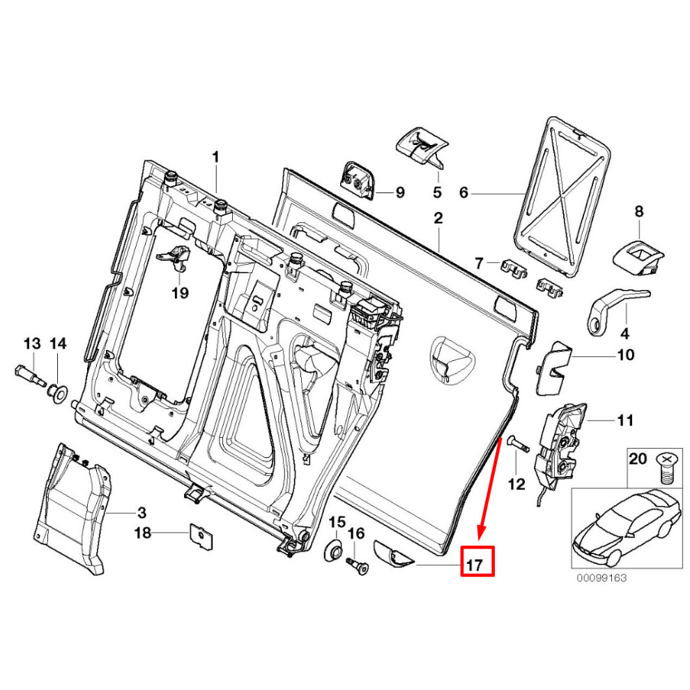 BMW X5 E53 Rear Seat Isofix Cover 7007991 72147007991 NEW GENUINE