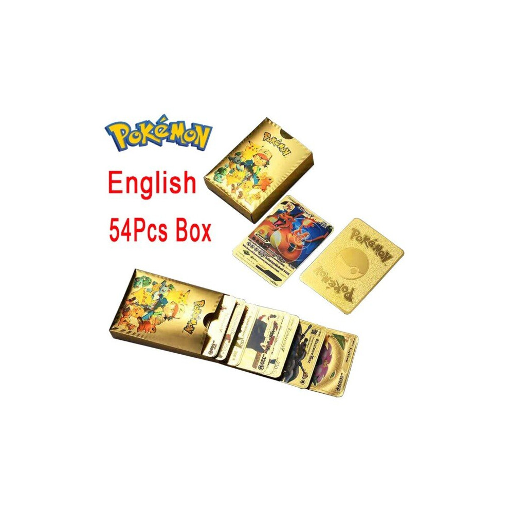 (A Box 54pcs English) 54 Pokemon Cards Metal Card V Card PIKACHU Charizard Golden Vmax Card