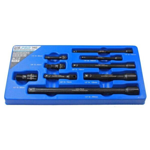 us pro US PRO Tools 9pc 1/4" 3/8" 1/2" dr Impact Extension Bar Set For Sockets 3462 1