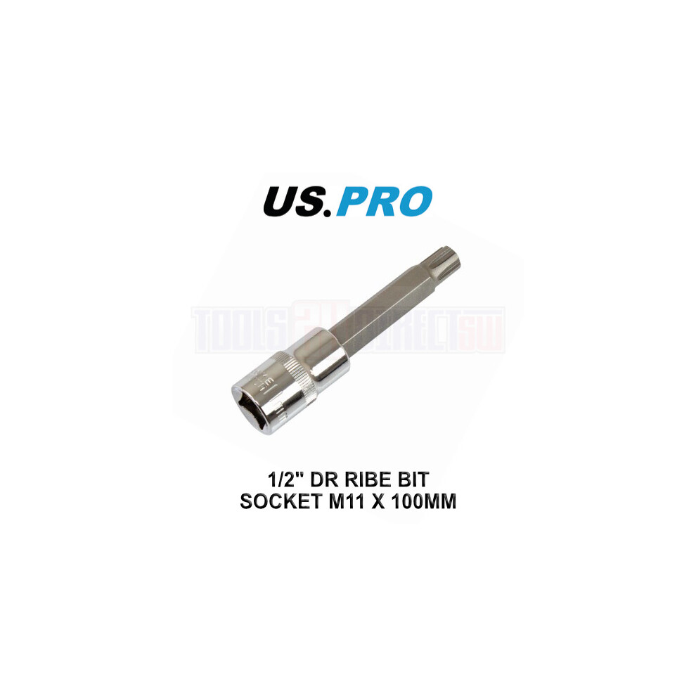US PRO Tools 1/2" DR Ribe Bit Socket M11 X 100MM Subaru Flywheel Tool 2296
