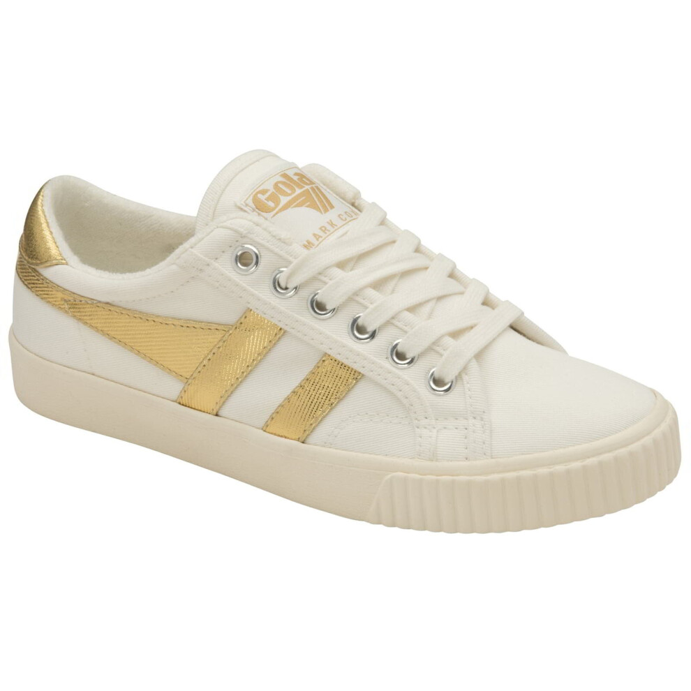 (Off White Gold, UK 8) Gola Tennis Mark Cox Womens Ladies Canvas Trainers Plimsolls Gold
