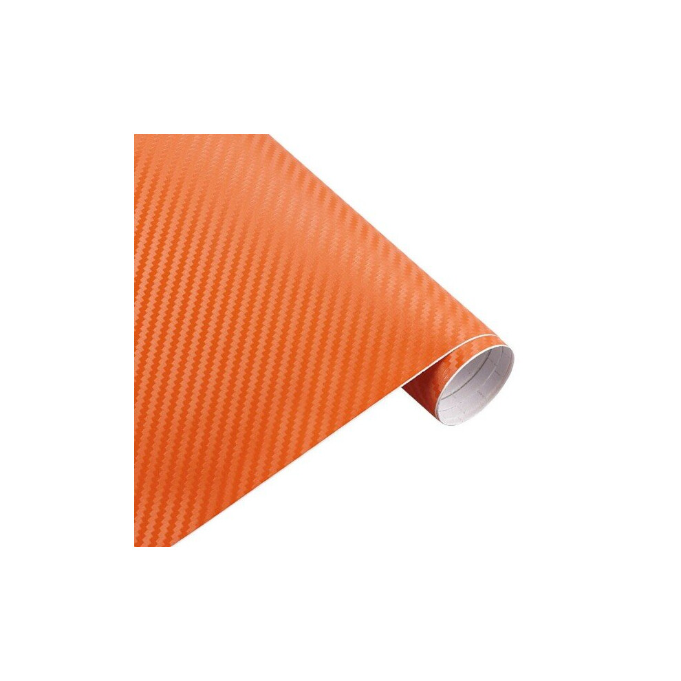 (Orange) 3D Carbon Fiber Vinyl Car Wrap Sheet Roll Film Car Stickers Orange 5000015291467