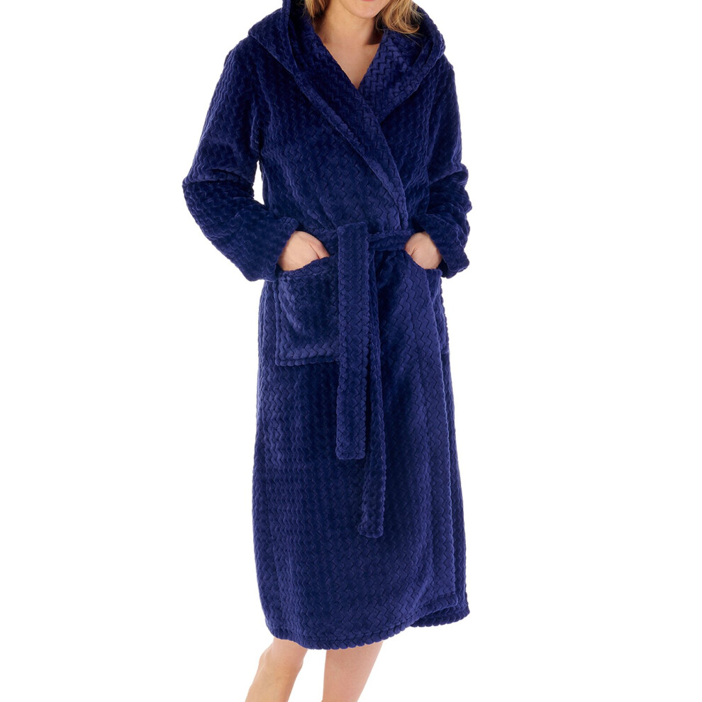 (Navy, Large) Slenderella HC02319 Women's Long Dressing Gown