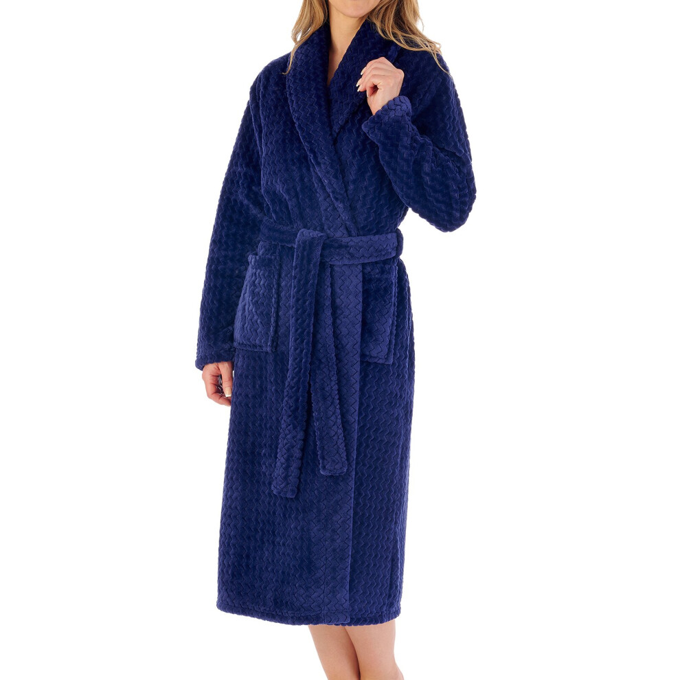 (Navy, Small) Slenderella HC02318 Women's Wrapped Dressing Gown