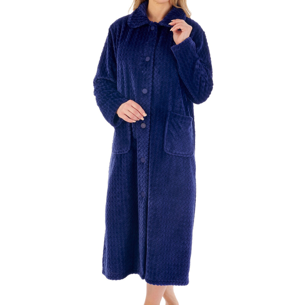 (Navy, Small) Slenderella HC02316 Women's Button Front Dressing Gown