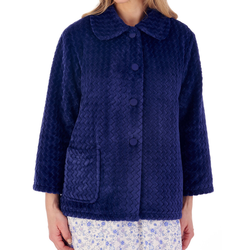 (Navy, XLarge) Slenderella BJ02315 Women's Bed Jacket Dressing Gown