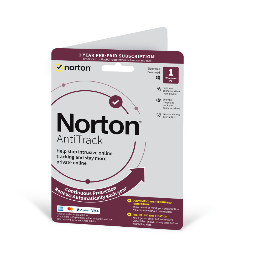 Norton AntiTrack 1 Device 1 Year Subscription with Auto Renewal