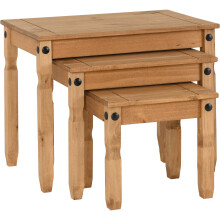 Corona Nest Of Tables Distressed Waxed Pine