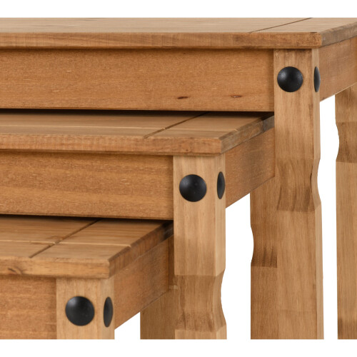 Corona Nest Of Tables Distressed Waxed Pine 1