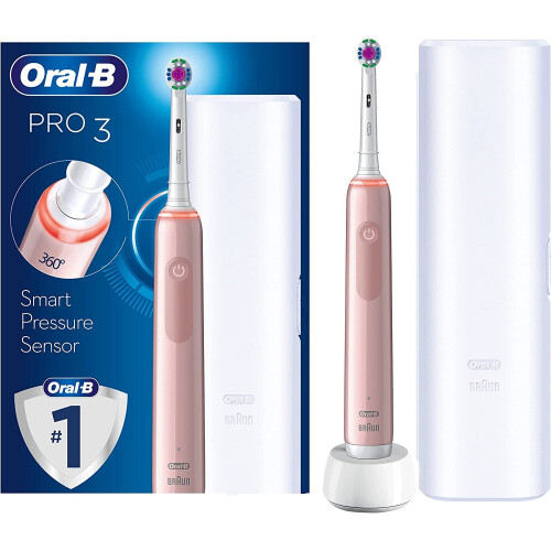 Oral-B Pro 3 Electric Toothbrush with Smart Pressure Sensor, 1 3D White Toothbrush Head