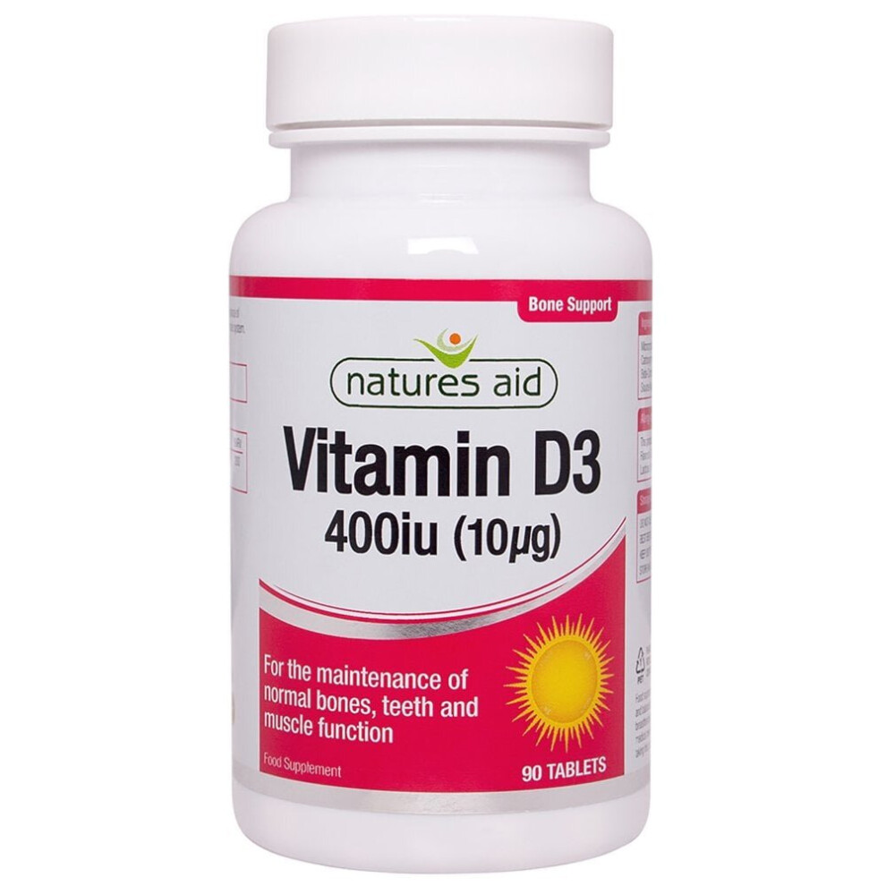 Natures Aid 3 X Vitamin D3 400Iu 10Âµg Vegetarian Tablets Gluten, Lactose, Salt Free