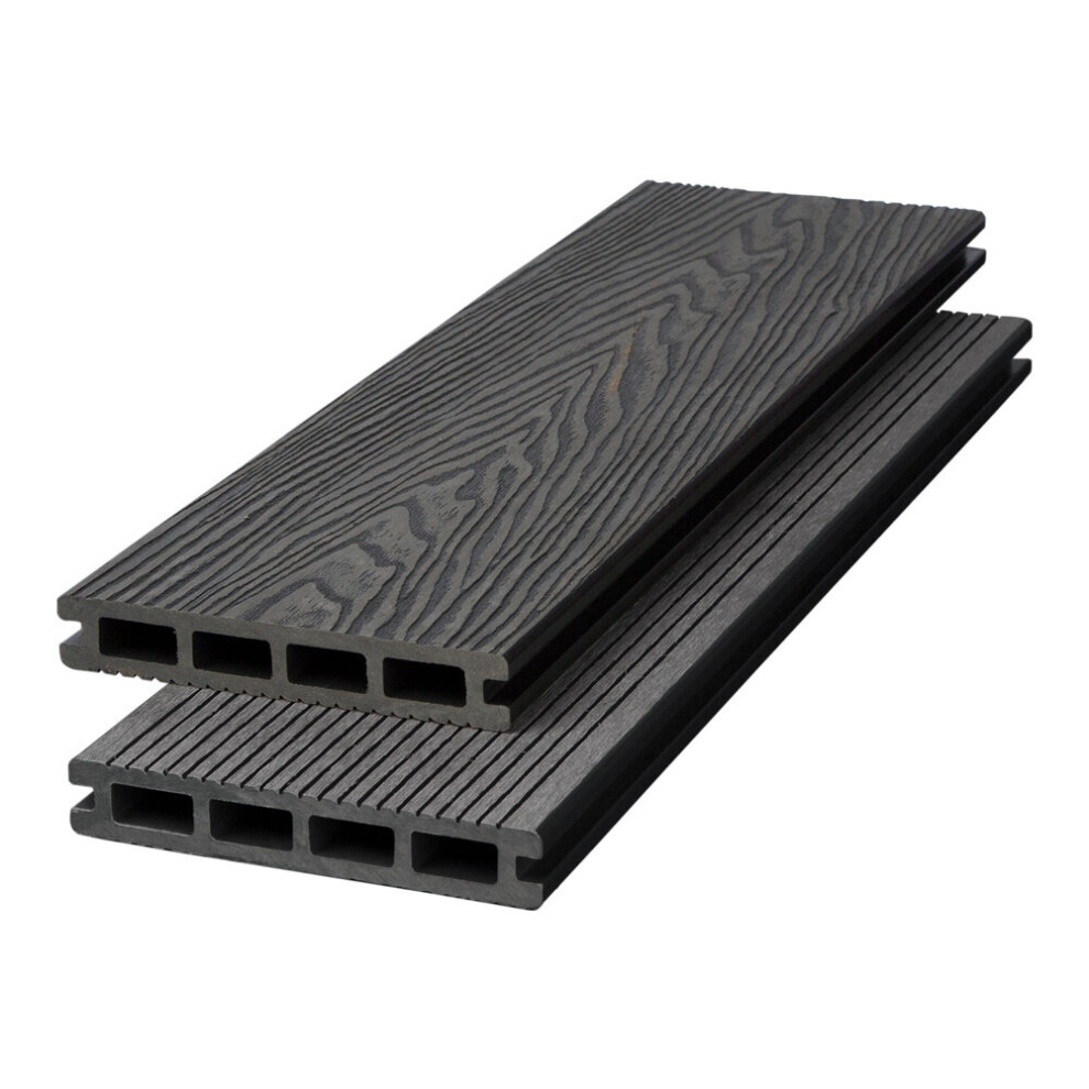WPC Decking Waterproof Floor Tiles Set with Accessories Kit Dark Grey,6.3㎡