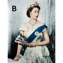 (B, 30*40cm(11.81*15.74 in?) HM Queen Elizabeth II 2nd Memorabilia Art Paintings Decor Without FRAME