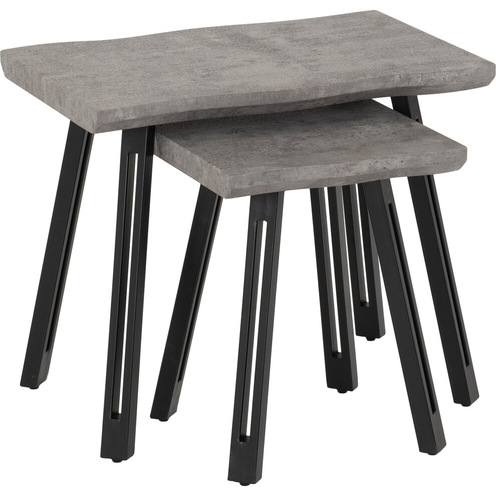 Quebec Wave Edge Nest of Tables Concrete Effect/Black