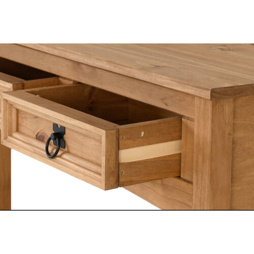 Corona 3 Drawer Console Table With Shelf Distressed Waxed Pine 2